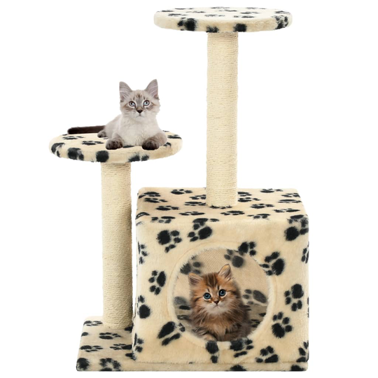 vidaXL kradsetræ til katte med sisal-kradsestolper 60 cm beige fodspor