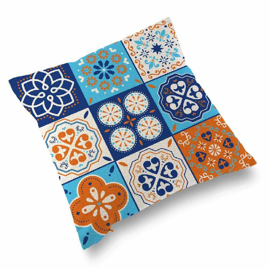 Pude med fyld Versa Mosaik Orange Polyester (15 x 45 x 45 cm)