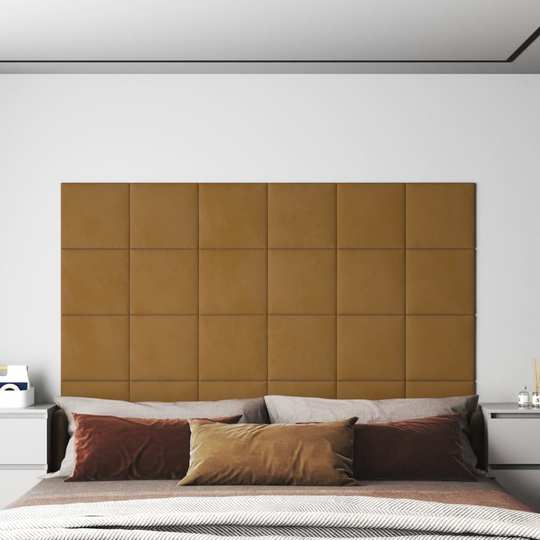 vidaXL vægpaneler 12 stk. 30x30 cm 1,08 m² fløjl brun