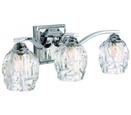 Kalli Badeværelseslampe i stål og glas B50,8 cm 3 x G9 LED - Poleret krom/Klar