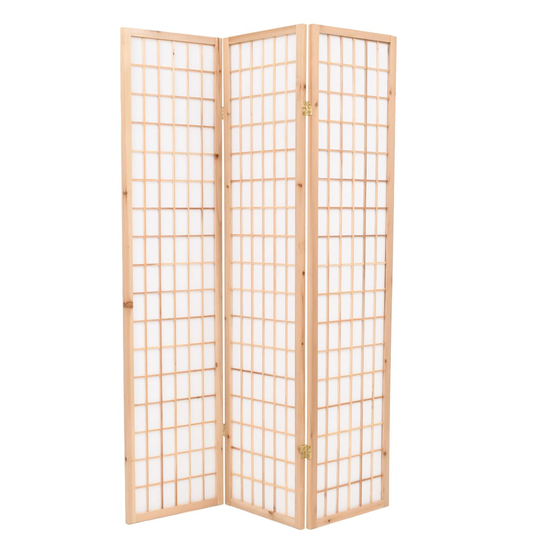 vidaXL foldbar 3-panels rumdeler japansk stil 120 x 170 cm naturfarvet