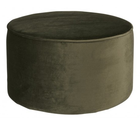 Retro skammel i velour H36 x Ø60 cm - Varm grøn