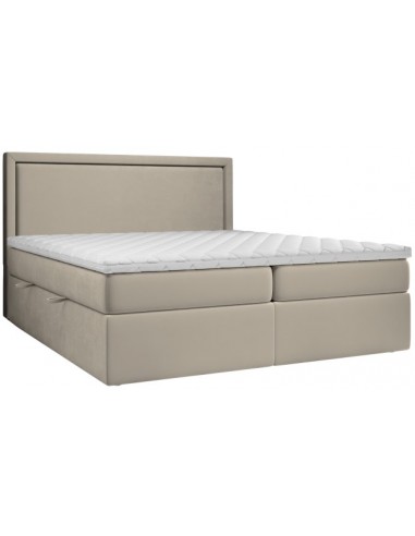 Tribeca kontinentalseng med opbevaring og sengegavl 180 x 200 cm med 7 komfortzoner - Mørk beige