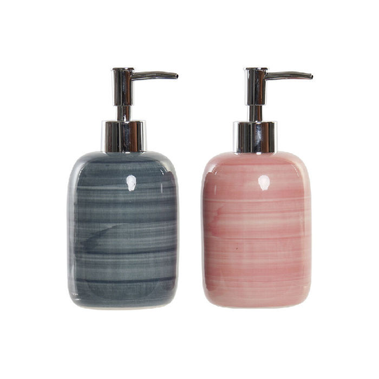 Sæbedispenser DKD Home Decor Blå Pink PVC Stentøj (2 pcs) (8 x 8 x 16 cm)