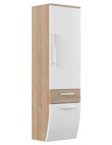 Vægskab i mdf H134,5 x B40 cm - Sonoma eg/Hvid højglans
