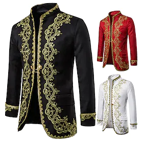 Prins Corrina victoriansk Gentleman Aristokrat Årgang Elegant Victoriansk Middelalderkostumer Renæssance Balkjole Jakke Maskerade Overtøj Herre Voksne Paillett