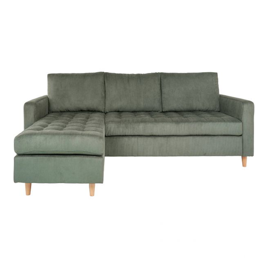 Sofa i grøn fløjl med træben 151/83x219xH80 cm HN1011 - 1301512