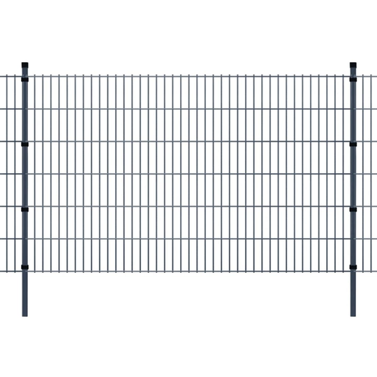 vidaXL 2D paneler og pæle til havehegn, 2.008x1.230 mm, 26 m, grå