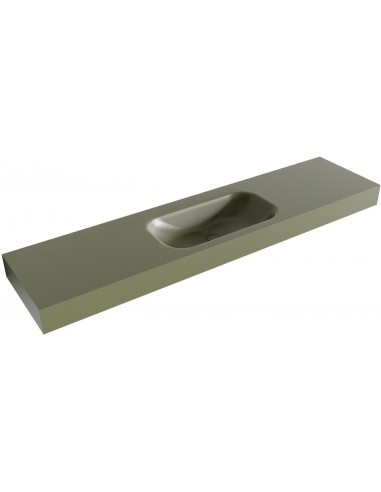 BIG SMALL væghængt håndvask 190 x 46 cm Solid surface - Armygrøn