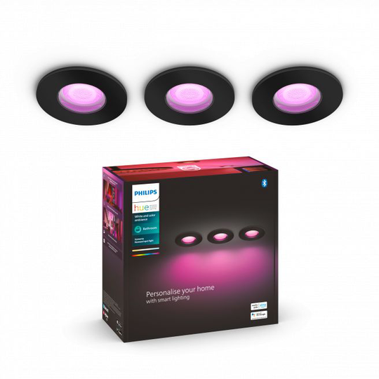Philips Hue Xamento Hue recessed black 3x5.7W White color Ambience