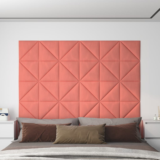 vidaXL vægpaneler 12 stk. 30x30 cm 1,08 m² fløjl Lyserød
