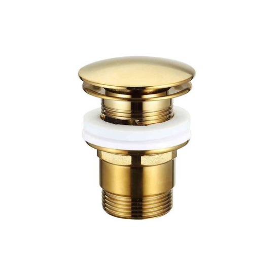 Push pop-up bundventil Ø66 med overløb, Brushed gold