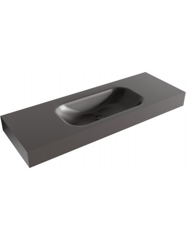 BIG SMALL væghængt håndvask 130 x 46 cm Solid surface - Mørkegrå
