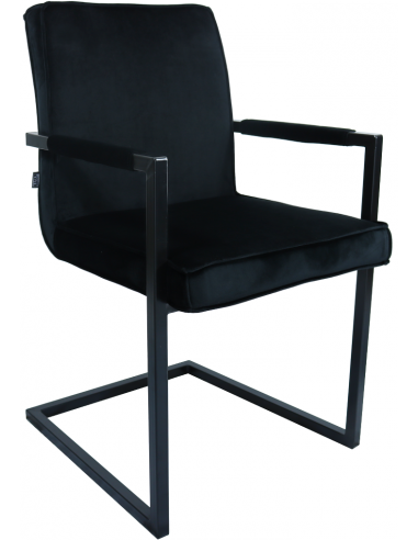 Jim spisebordsstol i metal og velour H90 cm - Sort/Sort