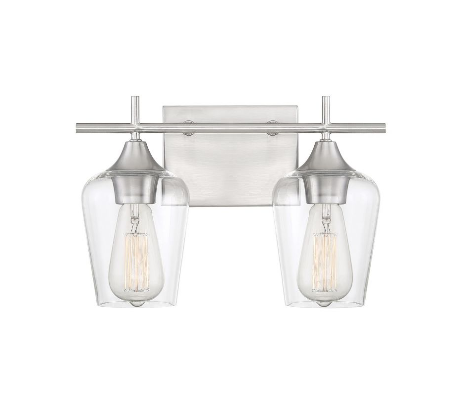 Octave 2 Badeværelseslampe B35 cm - Satineret nikkel/Klar