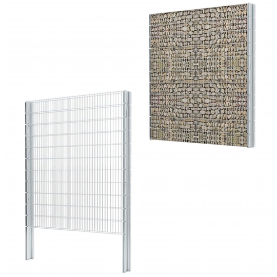 vidaXL 2D gabionhegn galvaniseret stål 2,008x2,23 m 20 m sølvfarvet