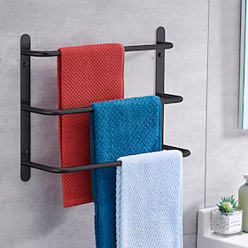 badeværelseshåndklædestang flerlags badeværelseshylde moderne poleret rustfrit stål badeværelse 3-lags håndklædestang vægmonteret 45/60 cm