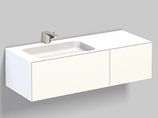 Alape WP Folio 7 vaskeenhed med venstre vask 125,4x50 cm, hvid