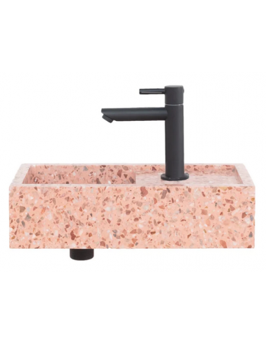 Naleya vægmonteret håndvask 39 x 18 cm terrazzo - Rosa
