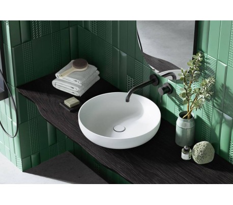 Lima bordmonteret håndvask Ø46 cm i senstone - Mat hvid