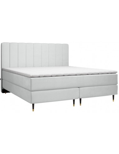 Kobbe kontinentalseng med sengegavl 160 x 200 cm med 7 komfortzoner - Sort/Guld/Lysegrå