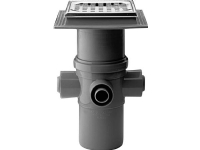 PURUS Afløbsskål 110mm, med 4 sideindløb, komplet med flextop, tragt, rist og ramme, GRÅ