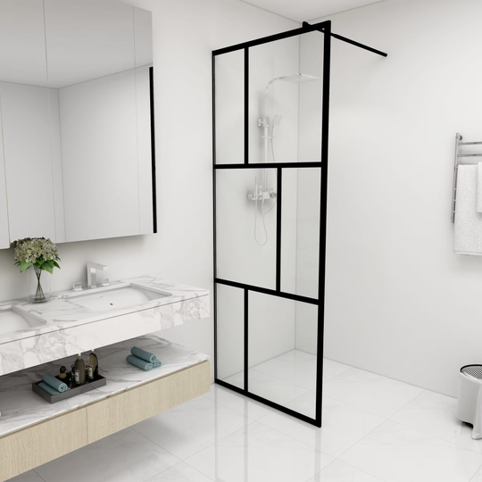 vidaXL bruseafskærmning 80x195 cm hærdet glas sort