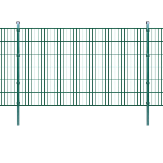 vidaXL 2D paneler og pæle til havehegn, 2.008x1.230 mm, 16 m, grønne