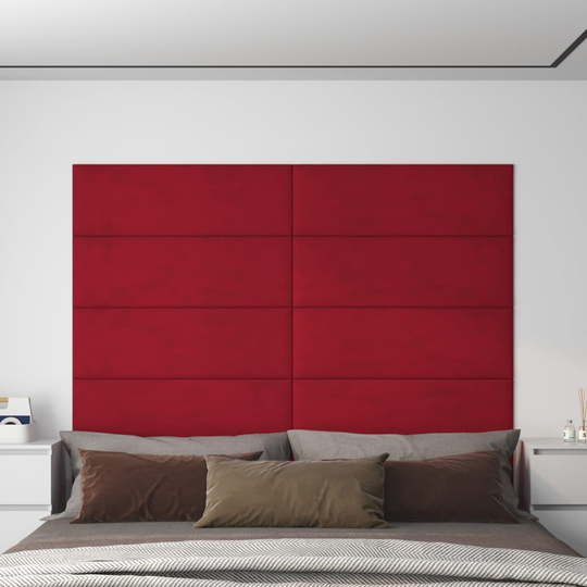 vidaXL vægpaneler 12 stk. 90x30 cm 3,24 m² fløjl vinrød