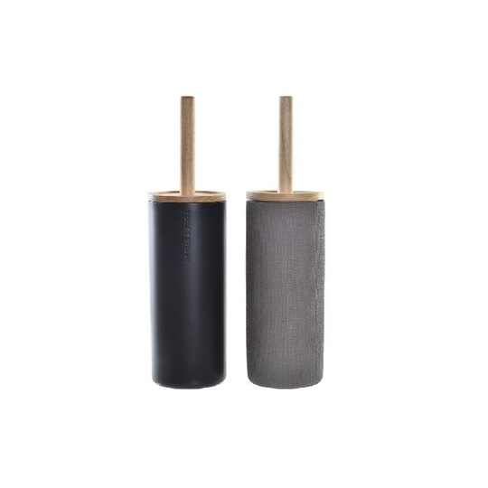 Toiletbørste DKD Home Decor Scandi Natur Sort Grå Aluminium Naturgummi Harpiks (10,3 x 10,3 x 38 cm) (2 enheder)