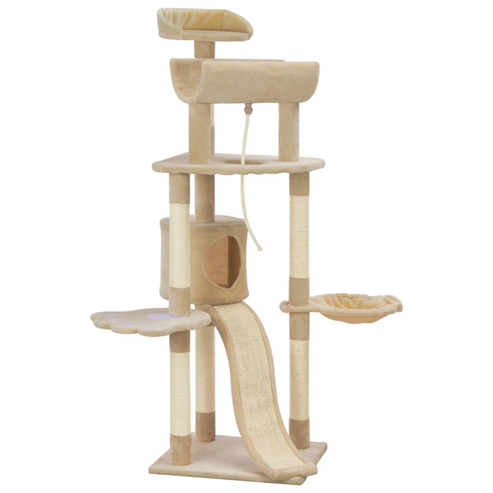 vidaXL kattetræ med sisal-kradsestolper 145 cm beige