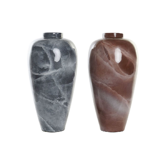 Vase DKD Home Decor Grå Mørkebrun Bambus Moderne (2 enheder) (25 x 25 x 54 cm)