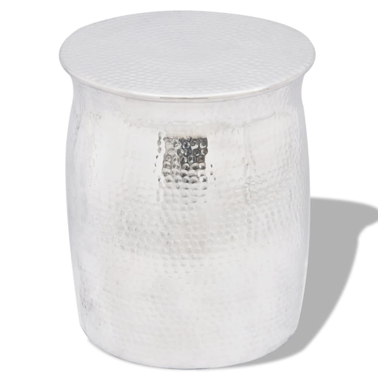 vidaXL taburet/sidebord hamret aluminium sølvfarvet