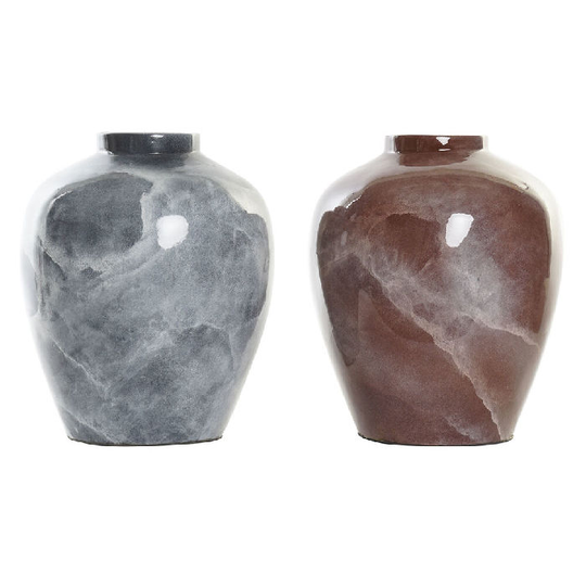Vase DKD Home Decor Grå Mørkebrun Bambus Moderne (2 enheder) (26 x 26 x 32 cm)