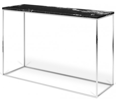 TemaHome Gleam konsolbord i metal og marmor 120 x 40 cm - Krom/Sort marmor