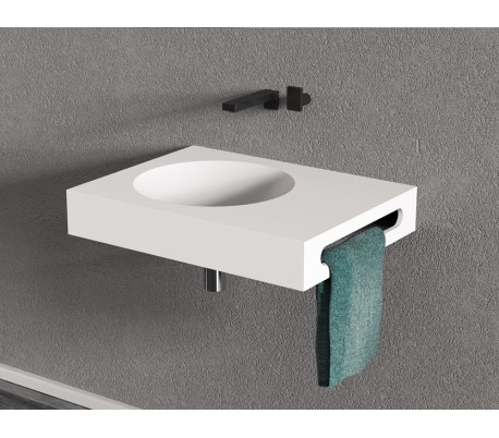 Ideavit Solidnext vægmonteret håndvask 60 x 45 cm Solid surface - Mat hvid