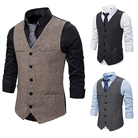 Den store Gatsby Klassisk Retro / vintage 1920'erne Vest Herre Kostume Årgang Cosplay Fest Skolebal Uden ærmer 背心 Karneval