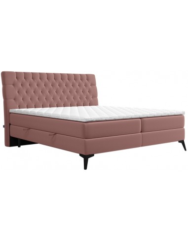 Madison kontinentalseng med opbevaring og sengegavl 180 x 200 cm med 7 komfortzoner - Sort/Pink