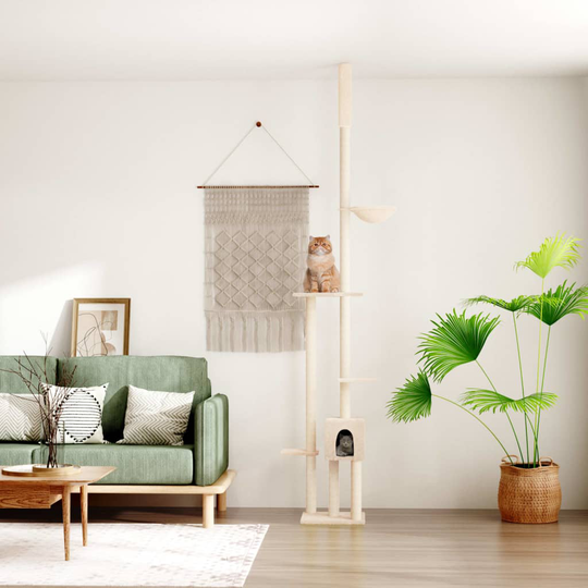 vidaXL kradsetræ fra gulv til loft 258,5-284,5 cm cremefarvet