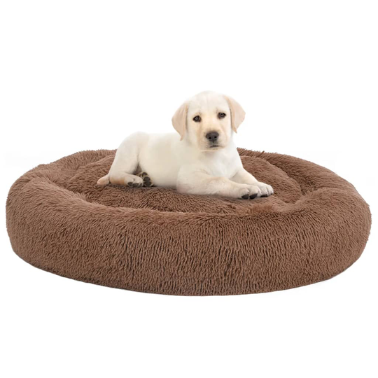 vidaXL vaskbar hunde- og kattepude 90x90x16 cm plys brun