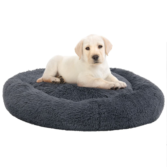 vidaXL vaskbar hunde- og kattepude 70x70x15 cm plys mørkegrå