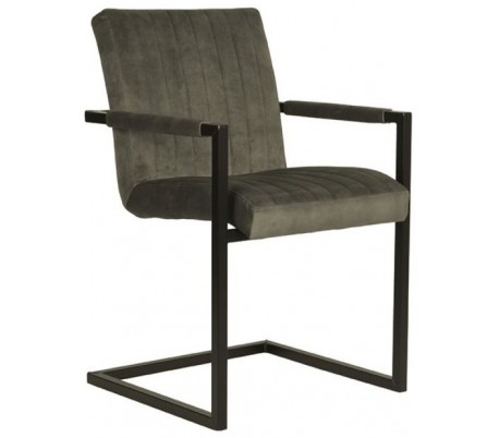 Milo spisesbordsstol i velour og metal H85 cm - Industriel sort/Jægergrøn