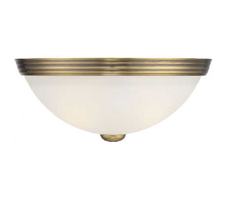 Halvrund Væglampe B28 cm - Varm messing/Hvid