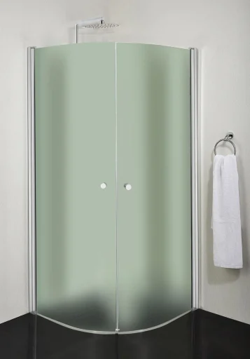 Cassøe Slim buet brusehjørne 88,5 x 88,5 cm, frostet glas