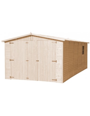 Garage i fyrretræ B324 cm - Natur/Sort