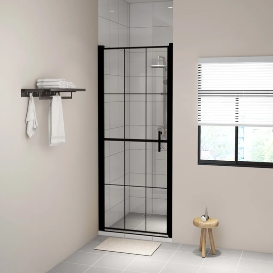 vidaXL brusedør 91x195 cm hærdet glas sort