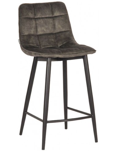 Jelt barstol i velour og metal H94 cm - Sort/Jægergrøn