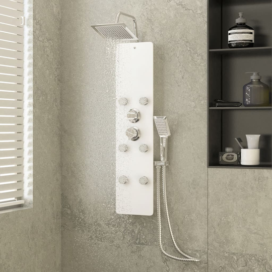 vidaXL brusepanel 25x47,5x130 cm glas hvid