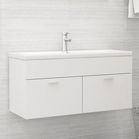 vidaXL vaskeskab 100x38,5x46 cm spånplade hvid