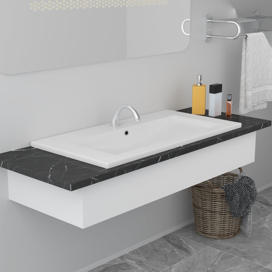 vidaXL indbygget håndvask 91x39,5x18,5 cm keramisk hvid